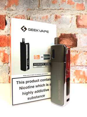 Geekvape Soul Kit and Box in front of a brick wall